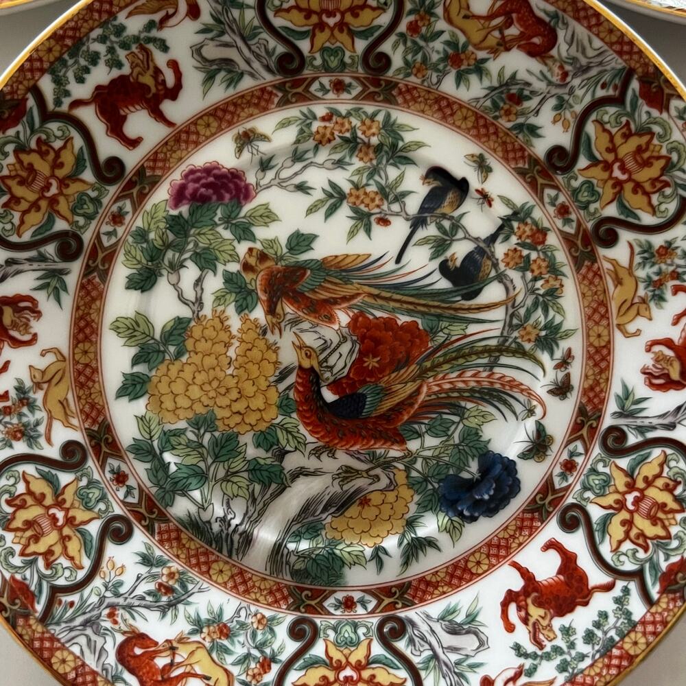 Vintage SAJI Japan Fine China Imari Royal Pheasant 9pc Set - 5 Plates & 4 Cups